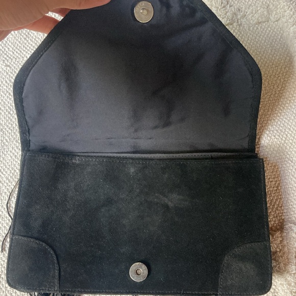 Embroidered Suede Fringe Clutch - Picture 4 of 11